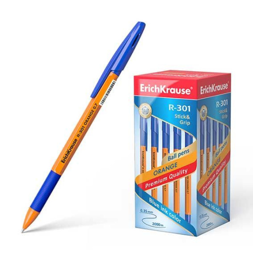 Ручка шар. EK R-301 Orange Stick&Grip 39531 синяя,0,7мм