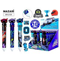 Ручка авт. шар.10-ти цв. MAZARI "Racing" MR-2105 цв.пласт.корп.,0,7мм,карт.диспл.