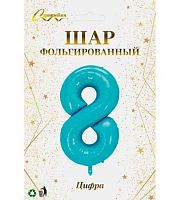 Шары возд. "Цифра "8" голубой 574-365 фольга,81см