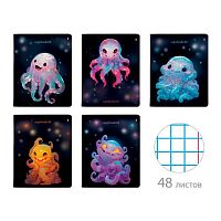 Тетрадь 48л. (клетка) АЛЬТ "Octopus Party" 7-48-1297 мел.карт.,мат.лам.,асс.