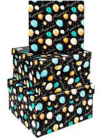 Коробка подар. 3в1 Миленд "Шарики" квадрат. КОР-2859 (19,5*19,5*11-15,5*15,5*9см)