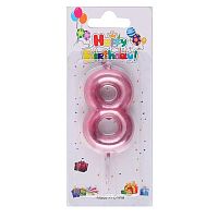 Свеча-цифра д/торта КОКОС "8" 206872/8 розовая
