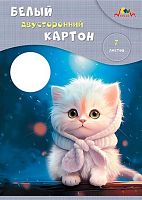 Картон белый мелов. двухстор. А4  7л. АППЛИКА "Белый пушистик" С0261-28