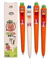 Ручка детск. авт. гелевая INTELLIGENT "Морковь" DM-4 чёрная,0,5мм,с фигуркой,асс.