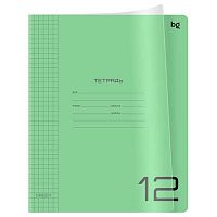 Тетрадь 12л. (клетка) BG пластик.обл. "UniTone. Green" 08899
