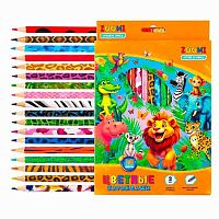 Карандаши 18цв. ZOOMI "Джунгли" ZM507-18 шестигр.,заточ.,к/к,е/подвес