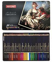 Карандаши аквар. 36цв. INTELLIGENT NYONI CD-404/NY-8 дерев.,заточ.,+кисть синтетика,метал.кор.
