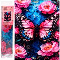Мозаика алмазная DIAMOND "Бабочка и пионы" 30*40см,полн.выкл.,в рулоне 684-0985
