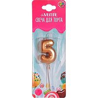 Свеча-цифра д/торта "5" deVENTE "Воздушный шарик" 9060008 4,2*3,0*1,4см,золотист.,пластик/к,е/подвес