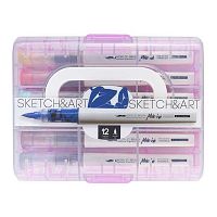 Маркеры акрил. 12цв. BV "SKETCH&ART" 22-0175/01 ув.объём,кисть,1-6 мм,в пластик.боксе