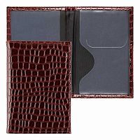 Обложка д/паспорта КЛЕРК "Croco" 213924 сливовая,кож.зам.,поролон,лак.отстрочка