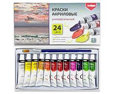 Краски акриловые 24цв.  6мл INTELLIGENT DI-27800 в пластик.тубах,с кистью,к/к