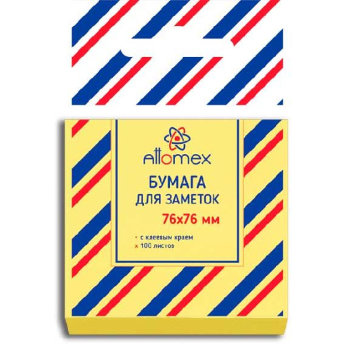 Кл.бумага д/заметок 76*76мм ATTOMEX 100л. 2010004 жёлтая