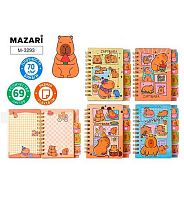 Блокнот 11,6*7,8см  69л. MAZARI "Капибара" M-3293 комбин.внутр.блок,спираль,разделители,асс
