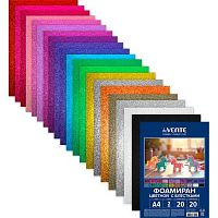 Фоамиран 20л.20цв. А4 deVENTE "Hobby Creative" 8112420 блёстки,2мм,пл.пак.,е/подвес