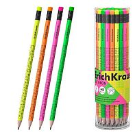 Карандаш ч/гр. пластик. с ласт. EK "2x2 Неон" 65383 ТМ,круглый,асс.