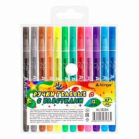 Набор гел. ручек 12цв. ALINGAR "Летние каникулы" AL13224 блёстки,0,7мм,ПВХ чехол