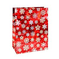 Пакет подар. ПГС "Снежинки, красный" 18*23см Р725-5 Кпб725-5 голограф.