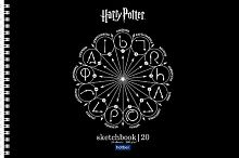 Альбом для рис.20л. А4 ХАТ Premium спираль "Гарри Поттер" 30697 тв.подл.,чёрн.бум.200г/м2 (скетчбук)