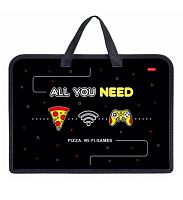 Папка пластик,с ручками А4 ХАТ "Pizza" 25069 д/тетрадей,1отд.,на молн.