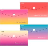 Папка-конверт на кнопке DL (260*140мм) deVENTE "Degrade" 3071321 непрозр.с рис.,180мкм,фольга