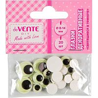 Декор. элементы deVENTE "Глазки светящиеся в темноте" 8001567 самокл.,кругл.,8-14мм,20шт.