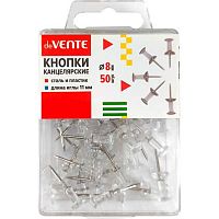 Кнопки силовые deVENTE  8мм  50шт. 4132503 прозр.с сереб.иглой,форма-гвоздик,пластик./к
