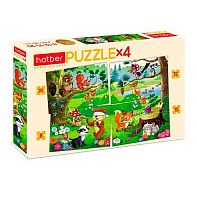 Пазлы    8-12-15-20 ХАТ А5 "Лесные жители" 19492 4 картинки в 1 коробке