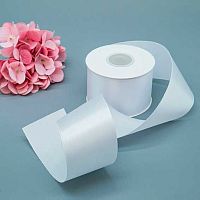 Лента 5,0см*22,85м атласная белая Микрос ч37977