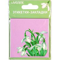 Самоклеящиеся этикетки-закладки deVENTE 76*76мм,50л. "Flower" 2011444 пластик.,п/прозр.,искрящ.