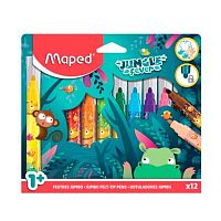 Фломастеры УТОЛЩ. 12цв. MAPED "Jungle Fever" 846900 суперсмыв.,заблокир. пиш. узлел,к/к