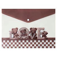 Папка-конверт на кнопке А4 КОКОС "Bear" 251300 непрозр.с рис.,пластик,150мкм