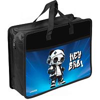 Папка пластик,с ручками А4 deVENTE "Hey Bro" 8057626 с расш.10см,400мкм,карм.,на молн.