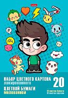 Набор цв.картона А4 10цв. лак. и цв.бумаги А4 10цв. мелов. ХАТ "Влад А4" 30121 в папке