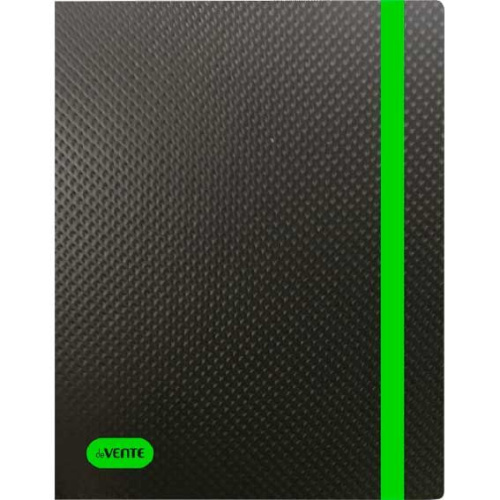Папка на резинке А4 deVENTE "Monochrome" 500мкм, 3070915 чёрная с неон зелён.,вертик.,рельеф.поверх.