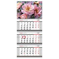 Календарь кварт. 2027г. BG "Пионы" 390921 бег.,3-х бл.,3гр.,29,5*66см,65г/м2