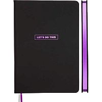 Записная книжка А5  80л. deVENTE "Black&Metallic" 2051601 кож.зам.,чёрн.с сирен.,клетка,бел.бум.