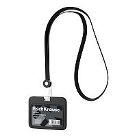 Бейдж EK 63761 горизонт.,вставка 85*54мм,с силикон.лентой,чёрный