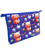 Папка д/труда А4 ПЧЕЛКА ПТР-22 "Мультяшные зверята" пластик,на молн.,с диз.