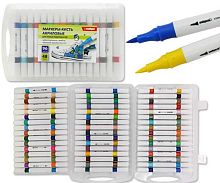 Маркеры акрил. 96цв.-48шт. INTELLIGENT "Двусторонние" DE-102 кисть,1-4мм,кругл.,пластик.футл.