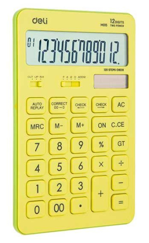 Калькулятор наст. 12разр. DELI "Touch" EM01551 (1176686) жёлтый,169*108мм