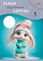 Картон белый мелов. двухстор. А4  7л. АППЛИКА "Милый зайчонок" С0261-30