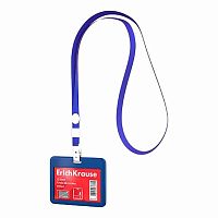 Бейдж EK 63737 горизонт.,вставка 85*54мм,слайдер,тв.пластик ABC,синяя лента