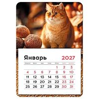 Календарь настенный 2027г. BG "Кот" 391118 на магните,отрывной,13*18см,80г/м2
