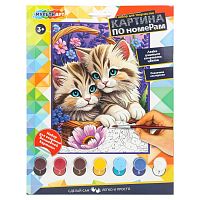 Картина по номерам MULTIART "Котята в корзинке" 17*23см CANV17X23-128076