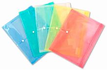 Папка-конверт на кнопке А4 Бюрократ PK860/1 (915266) горизонт.с расшир.,пластик,180мкм,асс.