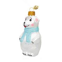 Игрушка ёлочная КОЛОМЕЕВ "Мишутка в шарфе голубой" ФУ-739/1/4 стекло,9см,подар.уп.