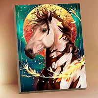 Картина по номерам с поталью Котеин Символ года 2026 "Дикая лошадь" 40*50см HR0686 (24цв.)