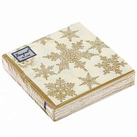 Салфетка бум. НГ Bouquet de Luxe "Снегопад Золото" 57872 3-х сл.(25шт),24*24см