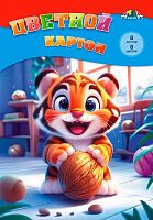 Картон цв. А4  8л. 8цв. АППЛИКА "Тигрёнок" С0003-69 в папке